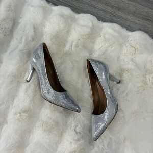 Nordstrom Rack Paige leather pump in silver sequin - 8